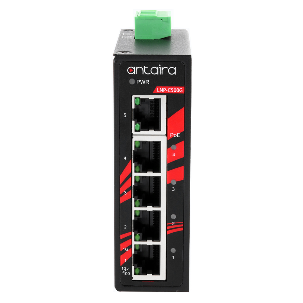 Din Rail Mount POE+ Switch and Power Supply Kit - Power 4 Devices pkg