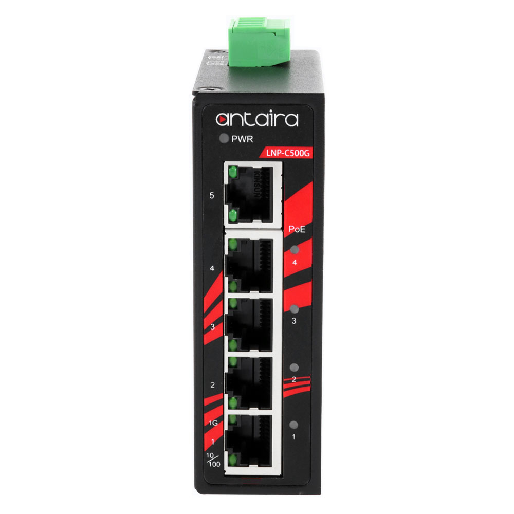 Din Rail Mount POE+ Switch and Power Supply Kit - Power 4 Devices pkg